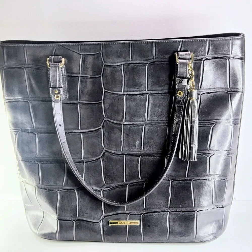 BRAHMIN Bag Ezra Nocturnal Lysander Grey/Purplish Tote Leather AUTHENTIC NEW